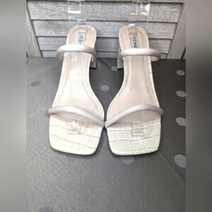 NWT Steve Madden Lilah Double Band White Croc Sandals